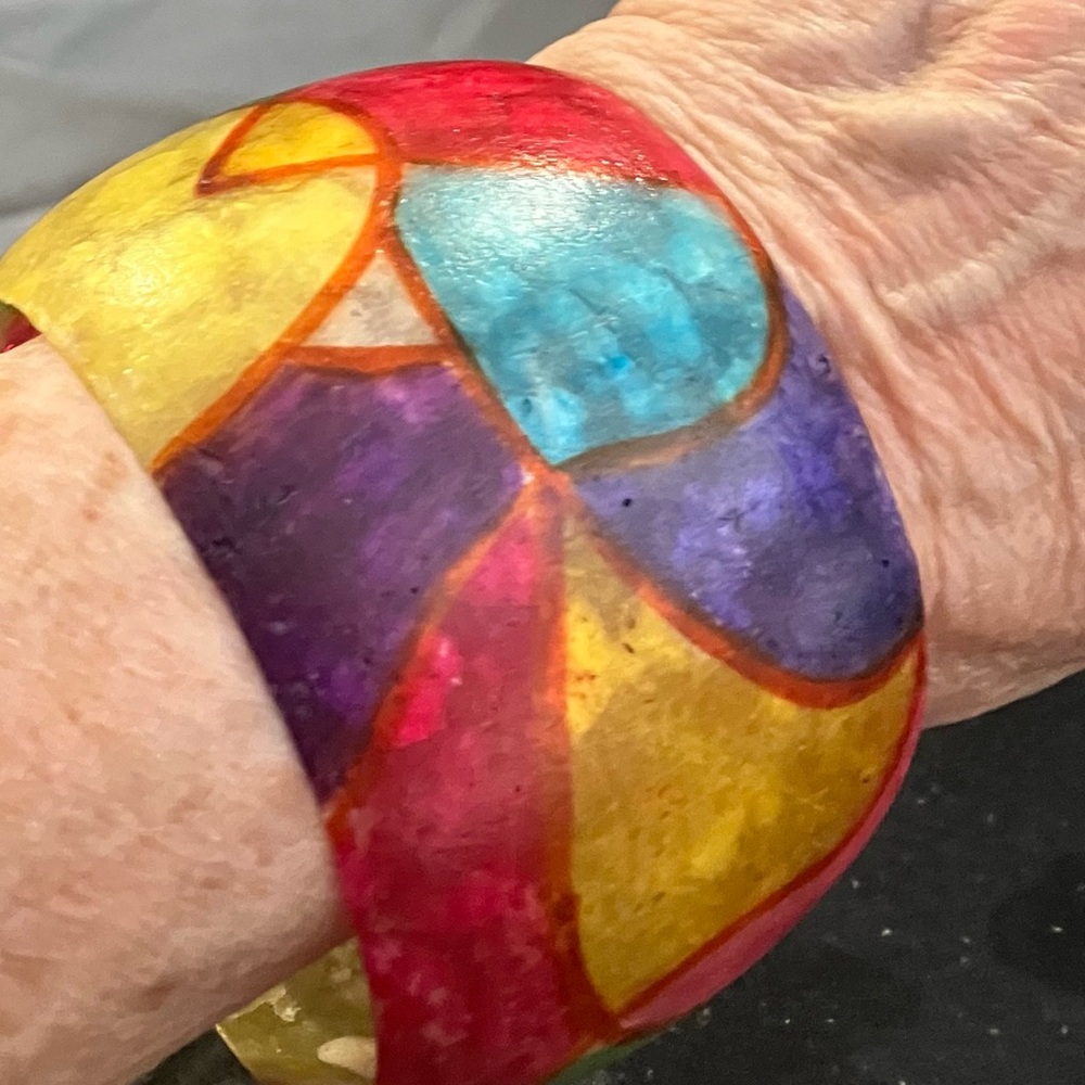 Vintage huge deco colors bangle bracelet xxl size